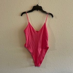Pink ribbed bodysuit
